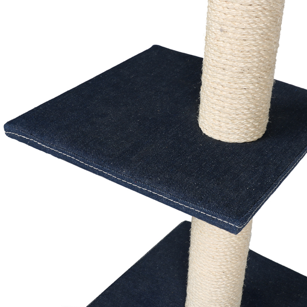 kattenkrabpaal met denim bekleding