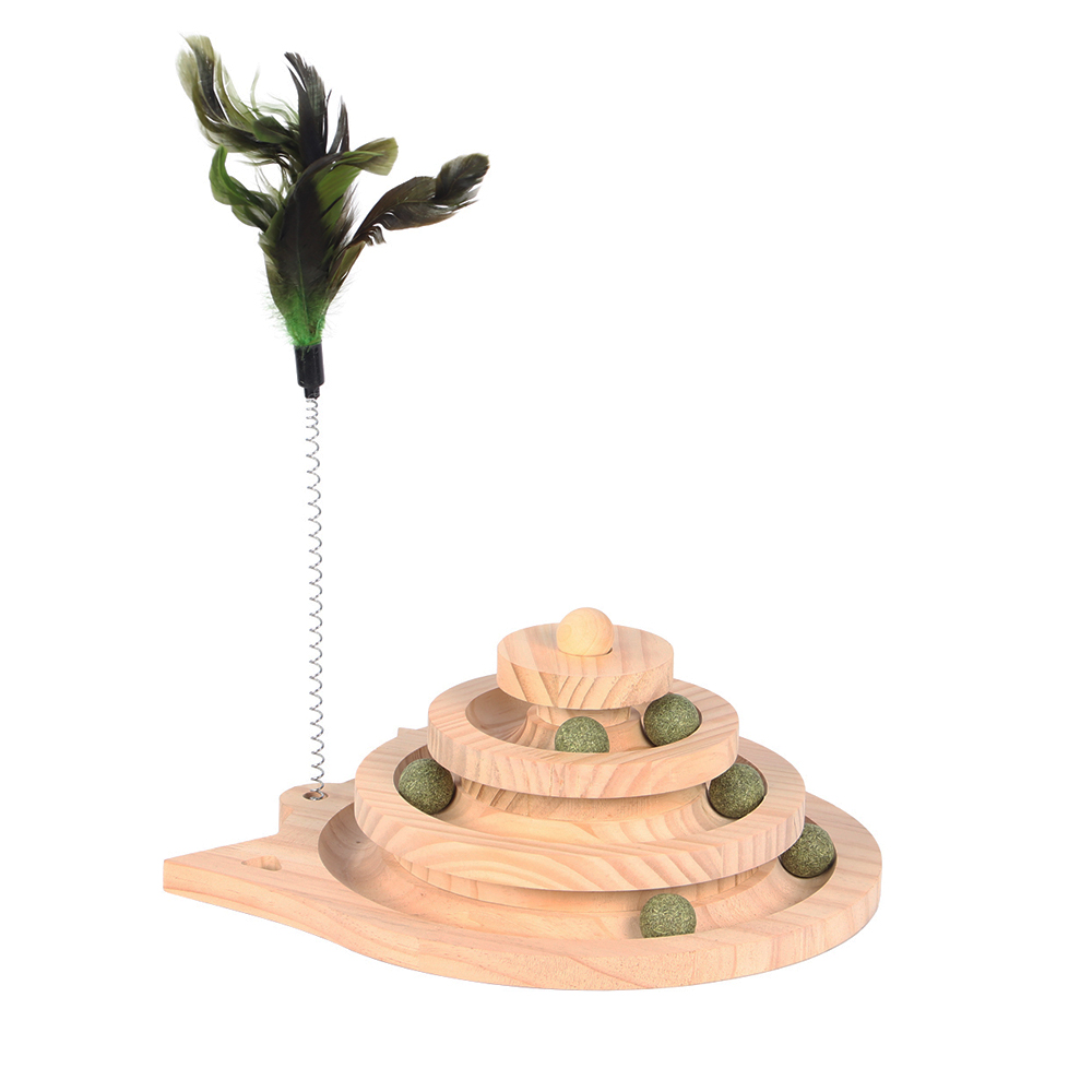 houten kattenspeelgoud spin & play